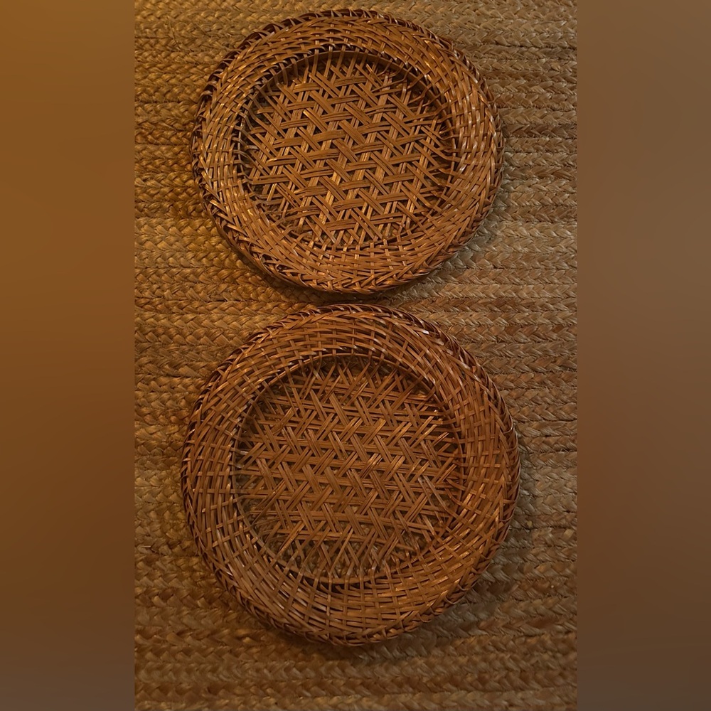 Vintage Woven Rattan Charger Plates-Set Of Two✨🧡